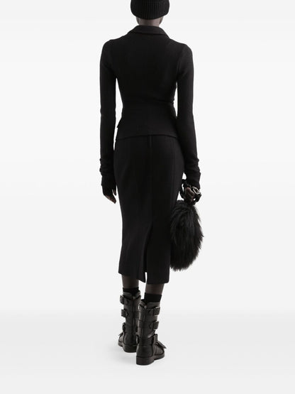 Dolce &amp; Gabbana Wool Pencil Skirt with Rear Slit Black Black