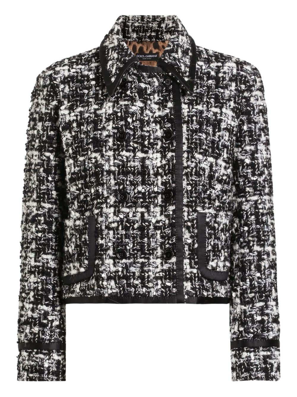 Dolce &amp; Gabbana Double-Breasted Tweed Wool-Blend Jacket Grey