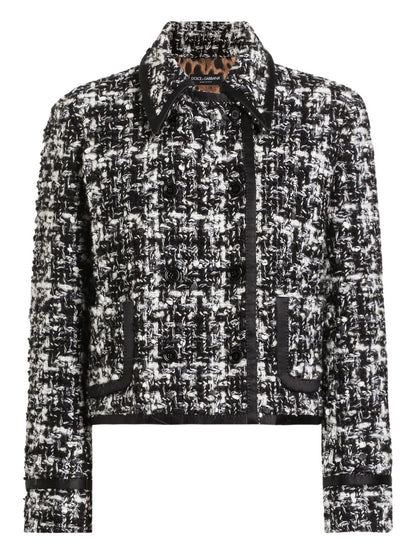 Dolce &amp; Gabbana Double-Breasted Tweed Wool-Blend Jacket Grey