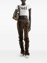 Dolce & Gabbana Doll Print Cropped Distressed Cotton T-Shirt White