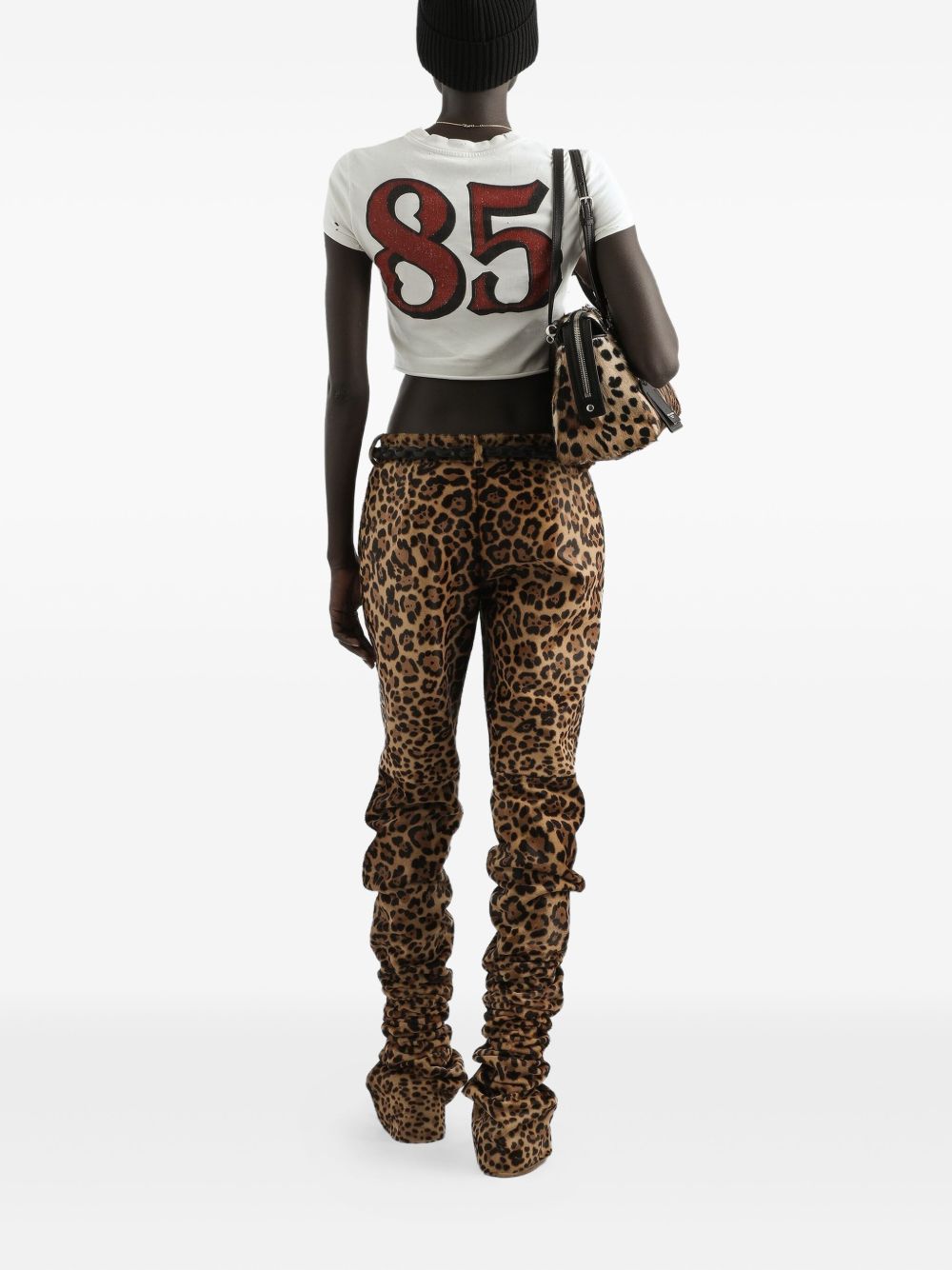 Dolce &amp; Gabbana Doll Print Cropped Distressed Cotton T-Shirt White