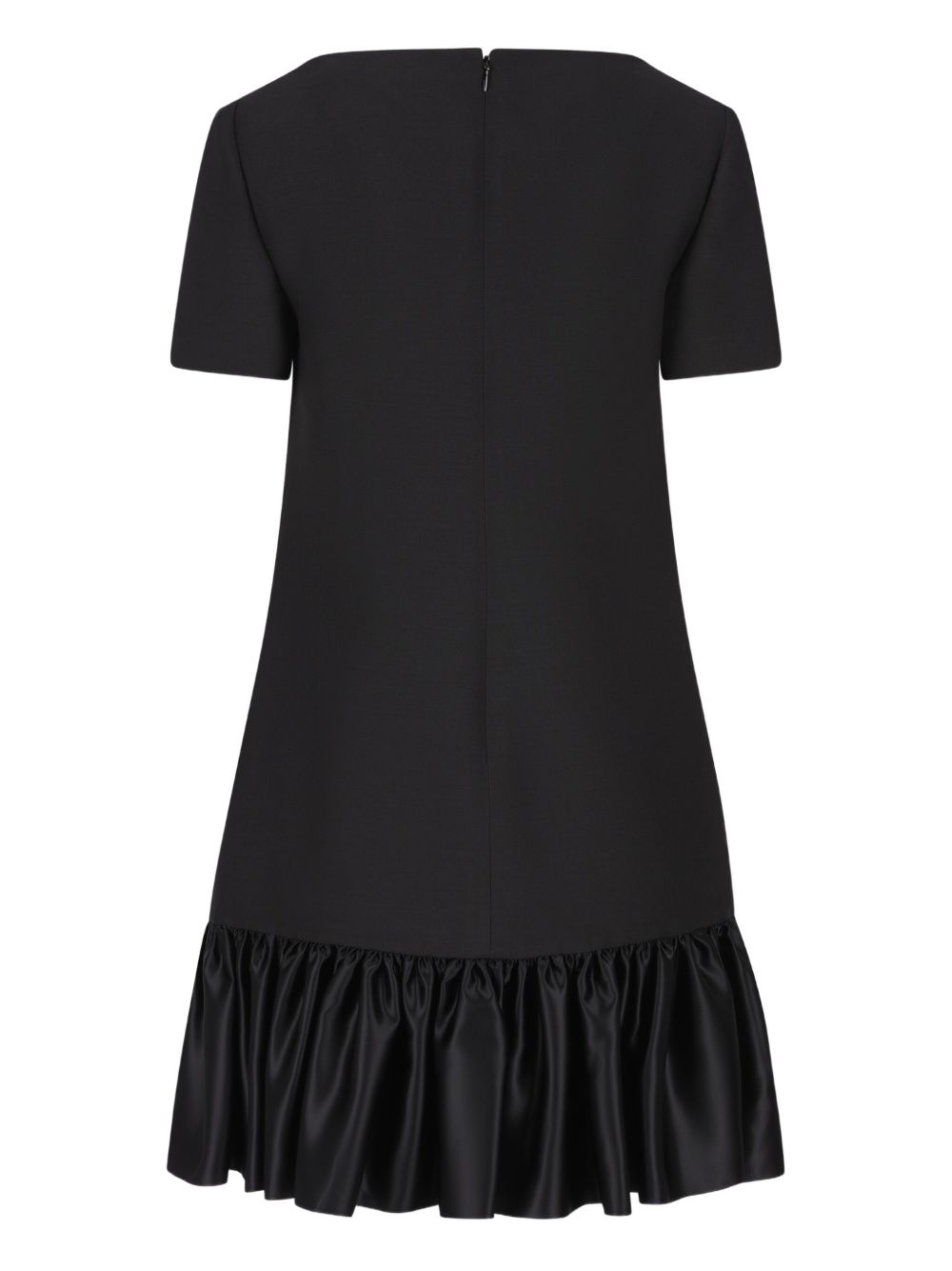 Valentino Short-Sleeve Bow-Detail Wool and Silk Mini Dress Black