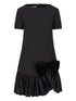 Valentino Short-Sleeve Bow-Detail Wool and Silk Mini Dress Black
