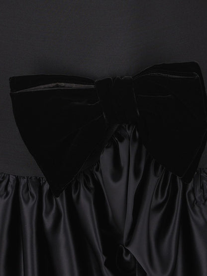 Valentino Short-Sleeve Bow-Detail Wool and Silk Mini Dress Black