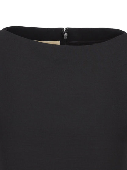 Valentino Short-Sleeve Bow-Detail Wool and Silk Mini Dress Black
