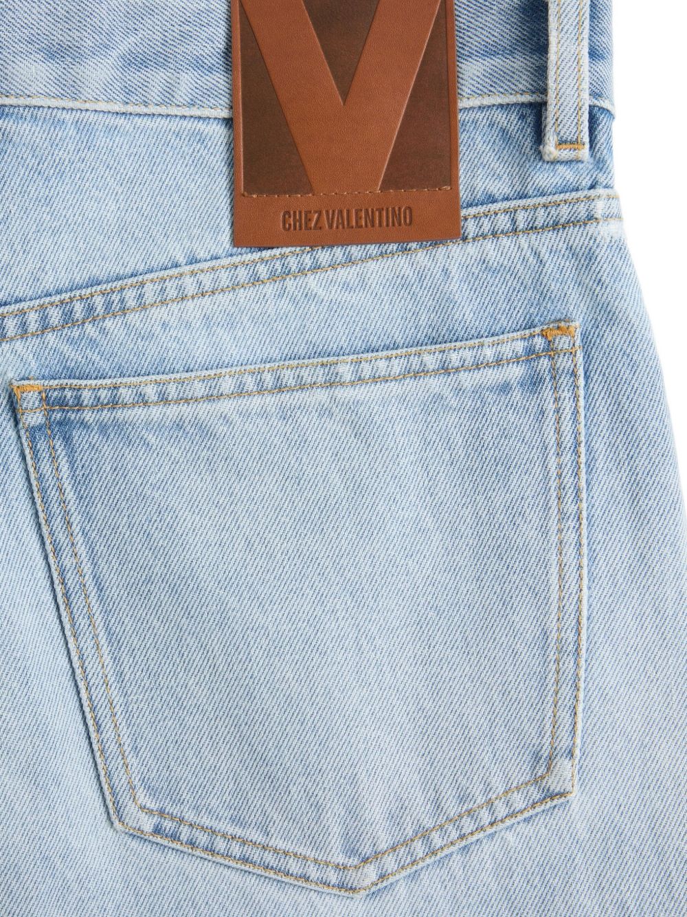 Valentino Light Blue Denim Cotton Jeans With Logo Patch Clear Blue