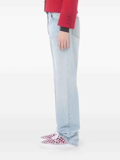 Valentino Light Blue Denim Cotton Jeans With Logo Patch Clear Blue
