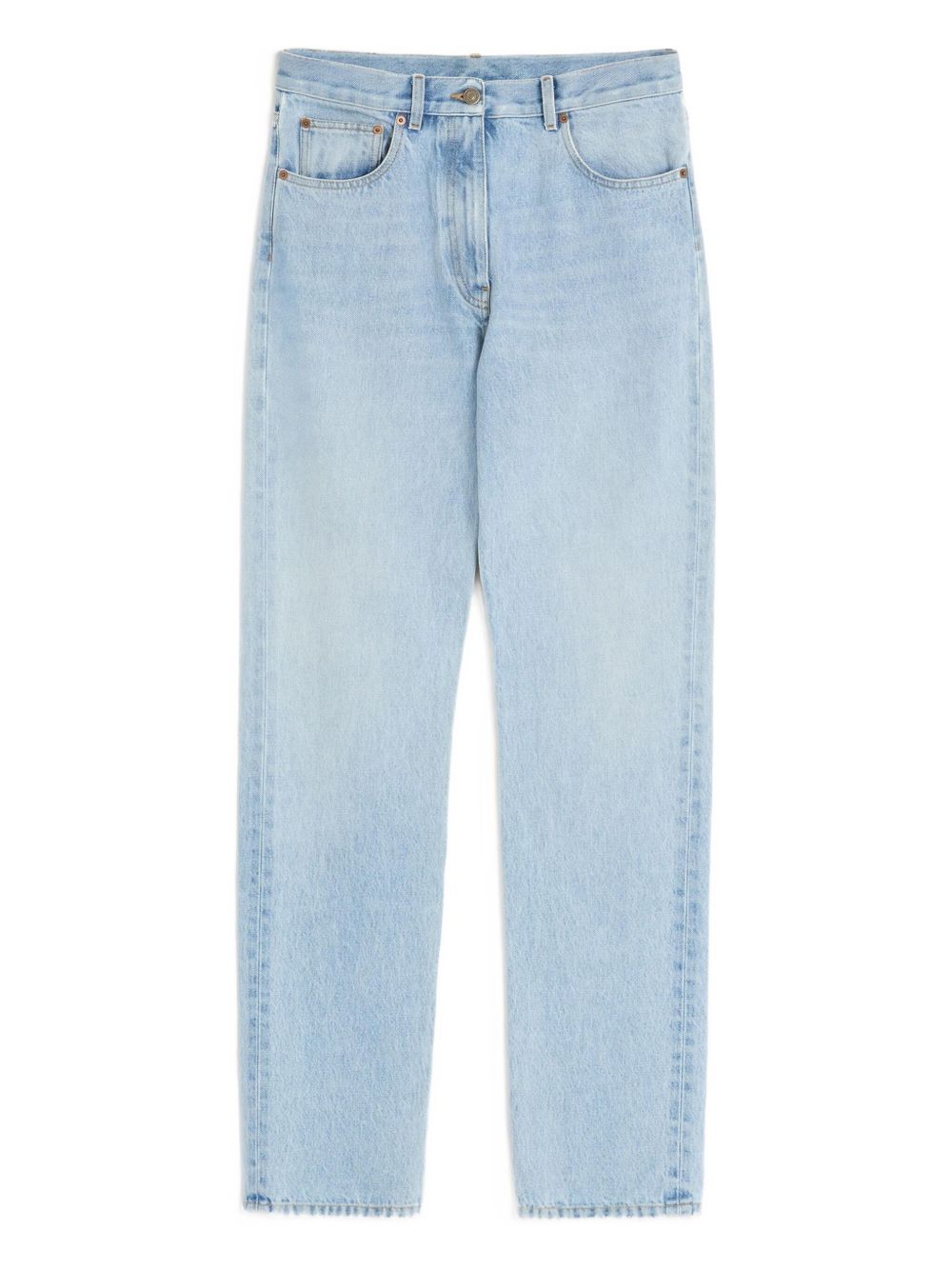 Valentino Light Blue Denim Cotton Jeans With Logo Patch Clear Blue