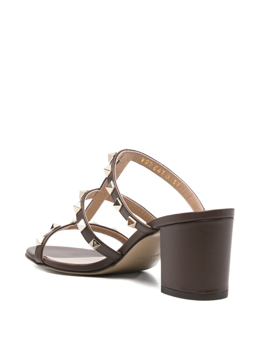 Valentino Garavani Rockstud Multi-Strap Leather Sandals Brown