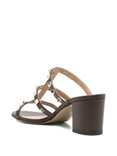Valentino Garavani Rockstud Multi-Strap Leather Sandals Brown