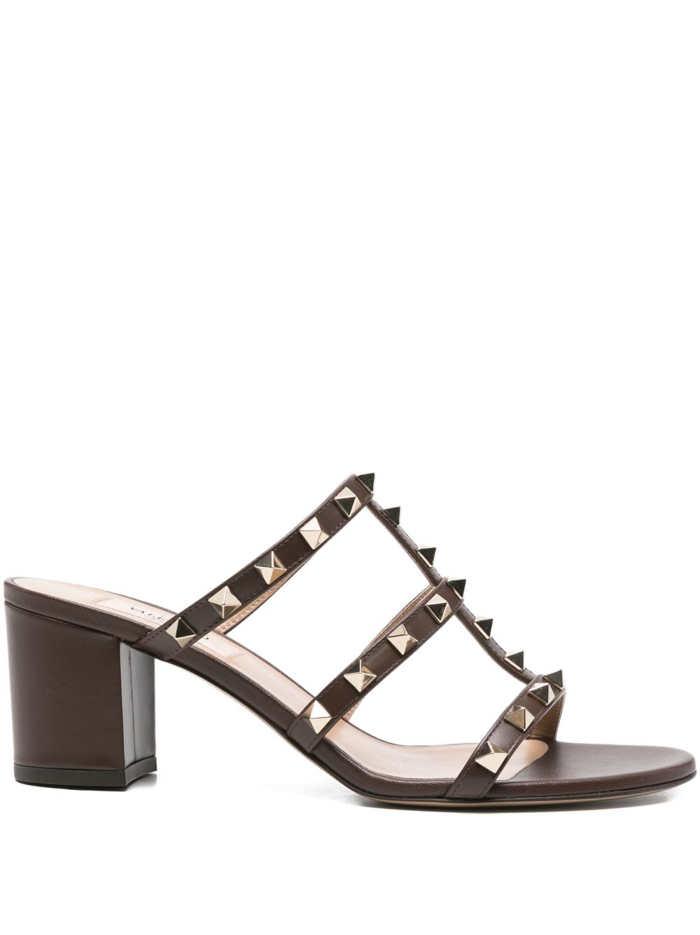 Valentino Garavani Rockstud Multi-Strap Leather Sandals Brown