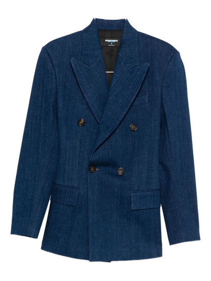 Dsquared2 Double-Breasted Denim Blazer in Blue blue