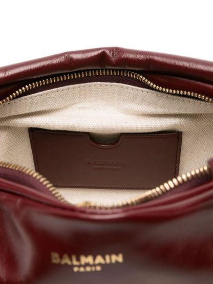 Balmain Sync Medium Leather Shoulder Bag Bordeaux