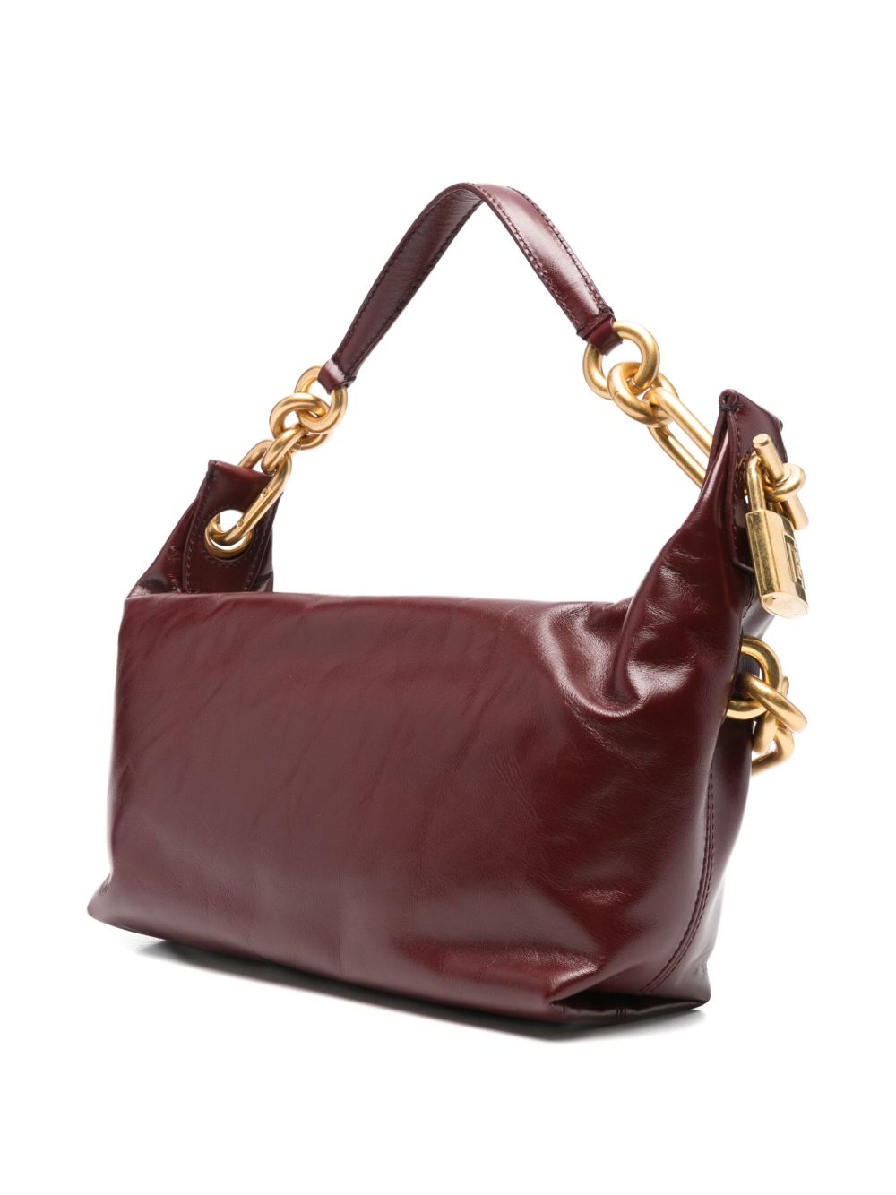 Balmain Sync Medium Leather Shoulder Bag Bordeaux