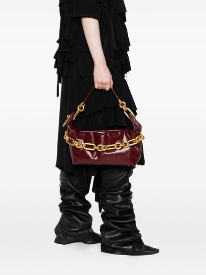 Balmain Sync Medium Leather Shoulder Bag Bordeaux
