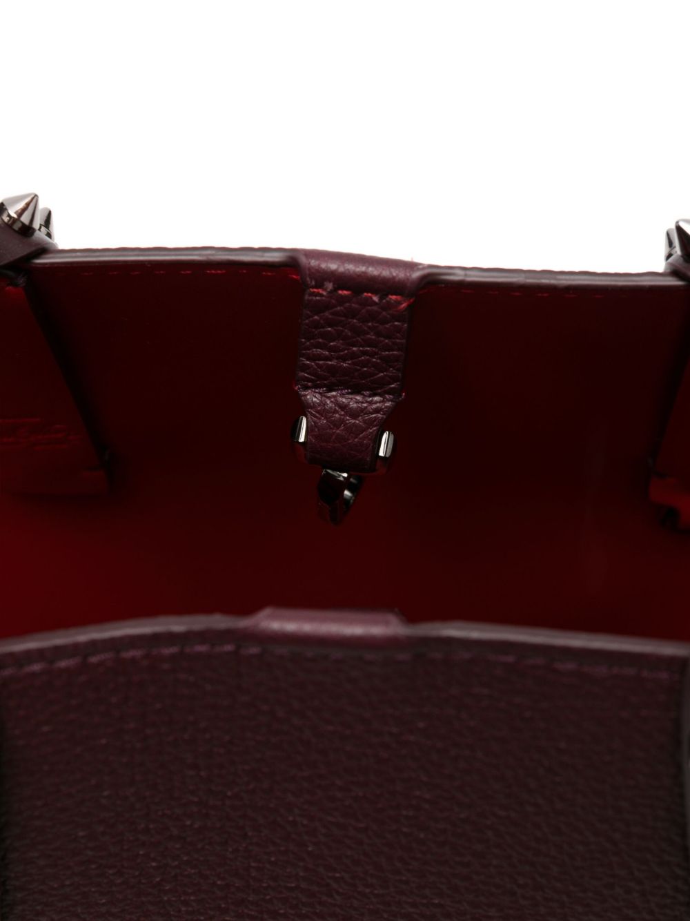 Christian Louboutin Cabata Small Burgundy Studded Leather Tote Bag Bordeaux