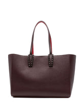 Christian Louboutin Cabata Small Burgundy Studded Leather Tote Bag Bordeaux