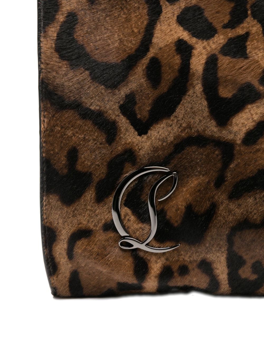 Christian Louboutin Leopard Print Leather Shoulder Bag Brown