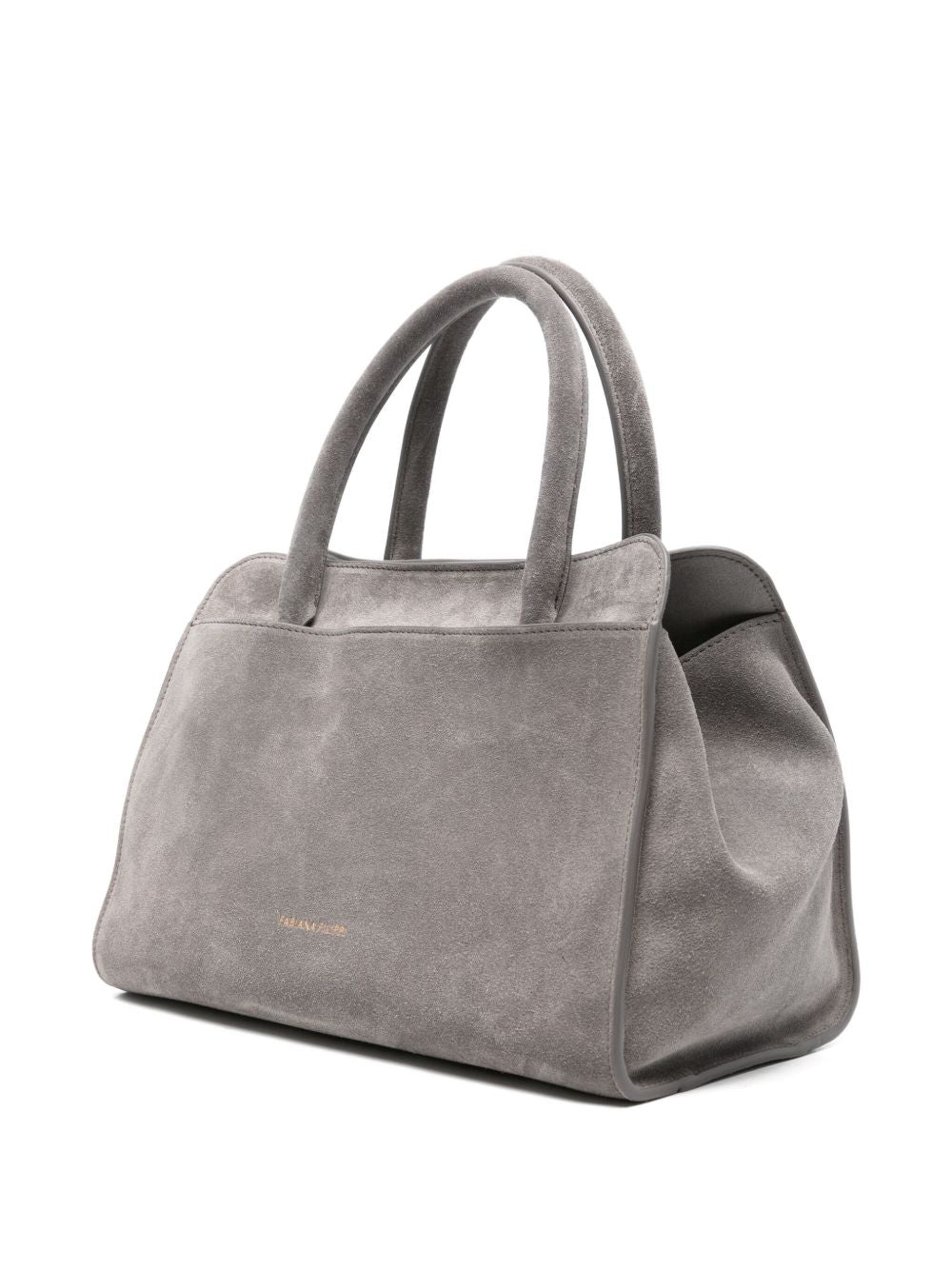 Fabiana Filippi Grey Suede Shopper Bag with Gold-Tone Clasp Grey