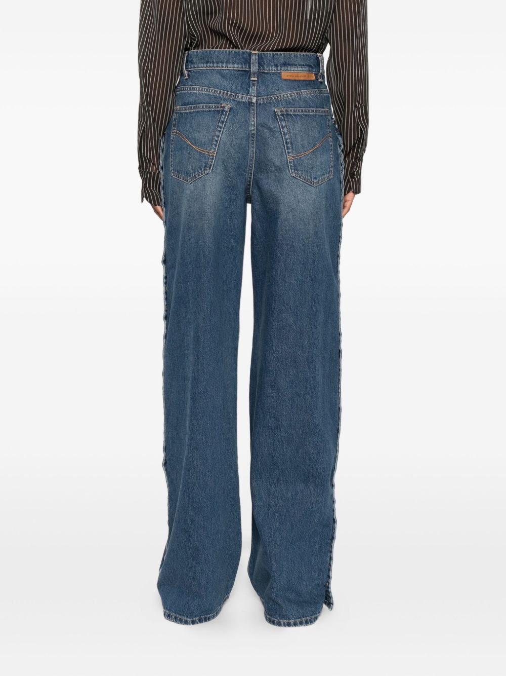Stella McCartney Wide-Leg Blue Straight-Leg Button Embellished Jeans Blue