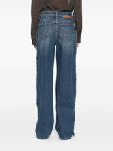 Stella McCartney Wide-Leg Blue Straight-Leg Button Embellished Jeans Blue