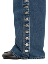 Stella McCartney Wide-Leg Blue Straight-Leg Button Embellished Jeans Blue
