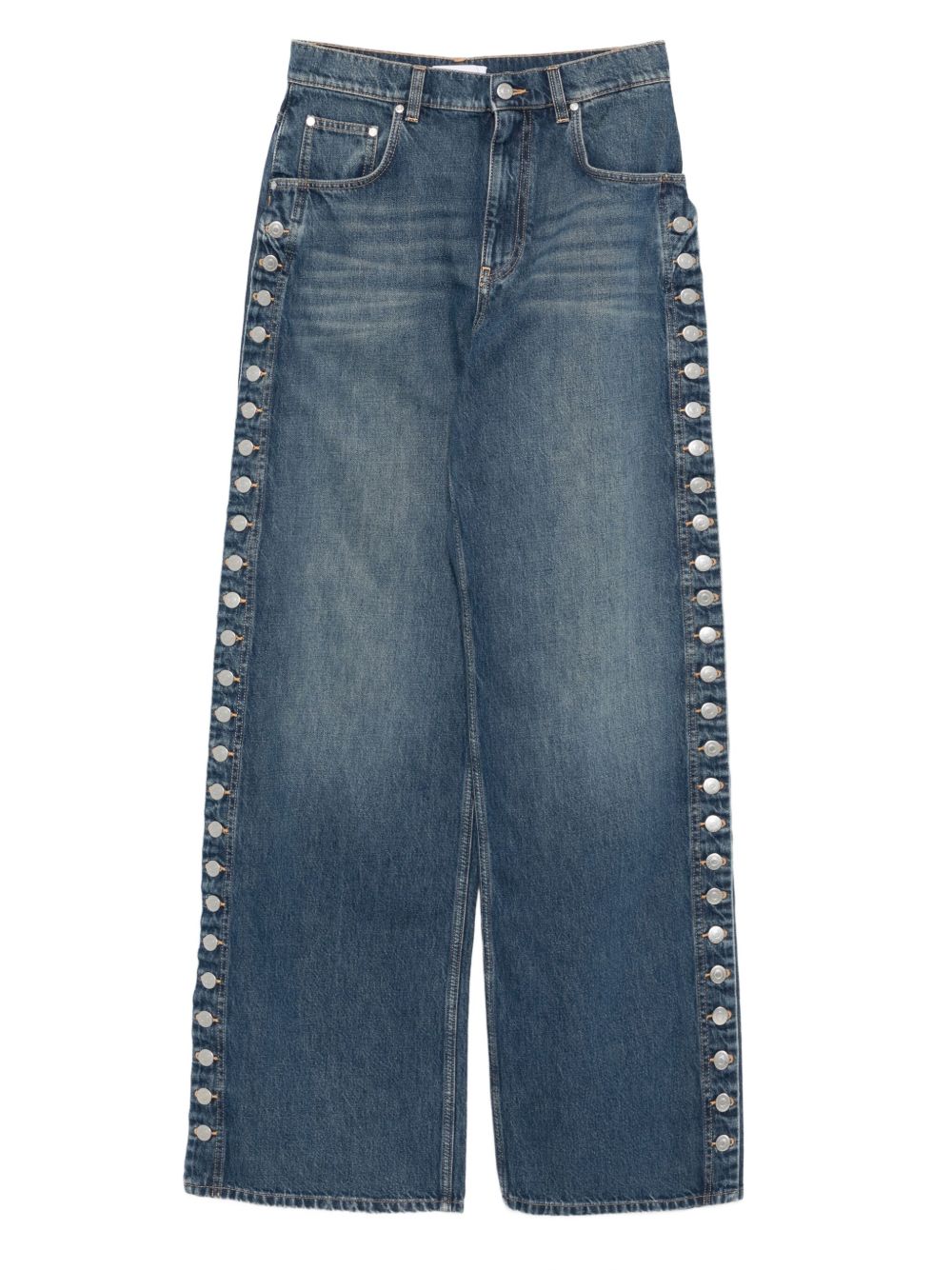 Stella McCartney Wide-Leg Blue Straight-Leg Button Embellished Jeans Blue