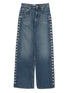 Stella McCartney Wide-Leg Blue Straight-Leg Button Embellished Jeans Blue