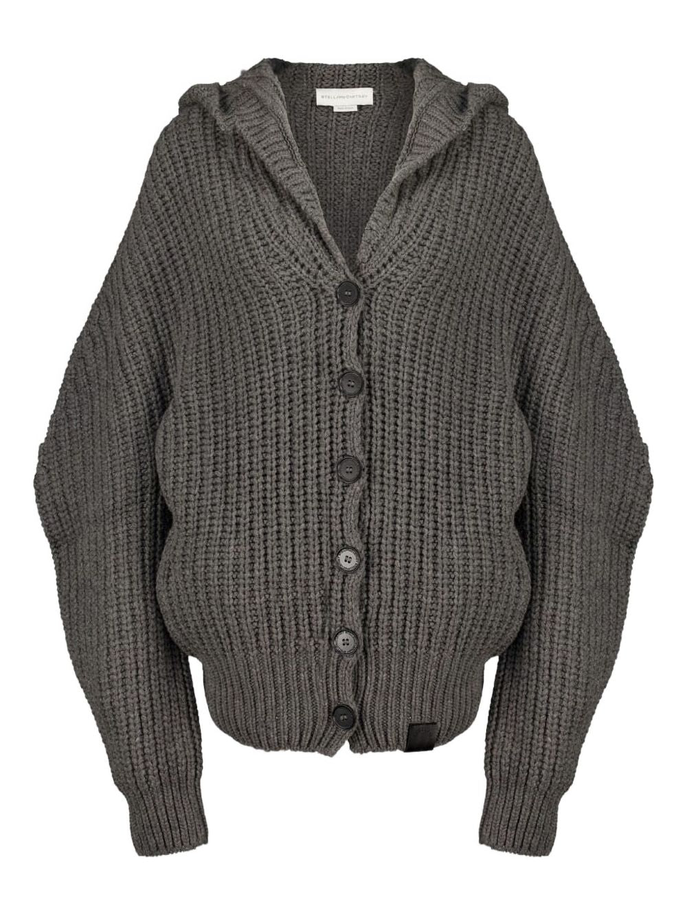 Stella McCartney Ribbed Knit Hooded Cashmere-Blend Sweater Grey