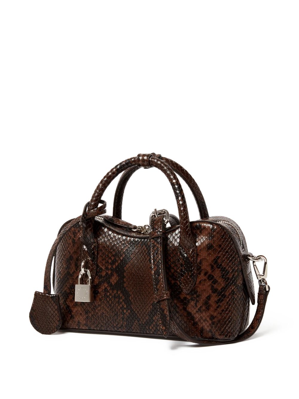 Stella McCartney Ryder Small Snakeskin-Effect Shoulder Bag Brown