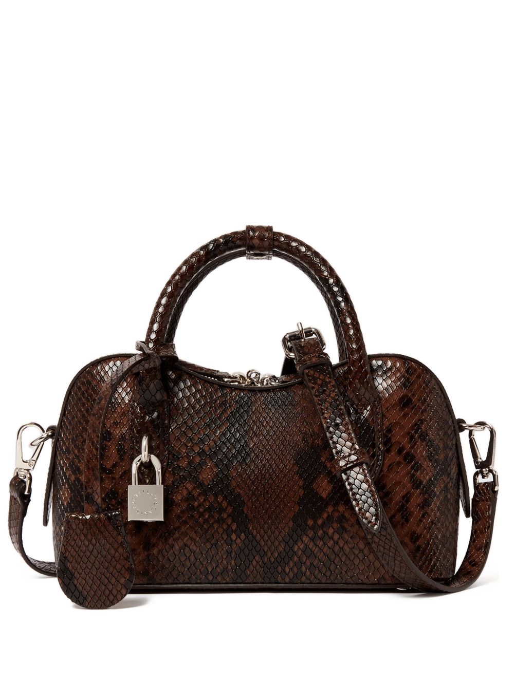 Stella McCartney Ryder Small Snakeskin-Effect Shoulder Bag Brown