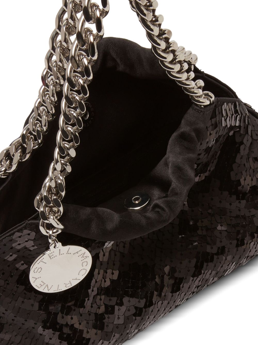 Stella McCartney Falabella Mini Sequined Chain-Handle Bag Black