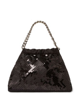 Stella McCartney Falabella Mini Sequined Chain-Handle Bag Black