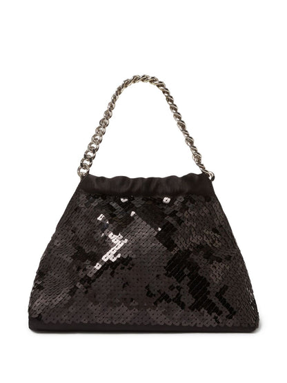 Stella McCartney Falabella Mini Sequined Chain-Handle Bag Black