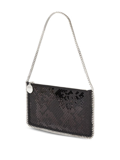 Stella McCartney Falabella Mini Sequined Clutch Bag Black