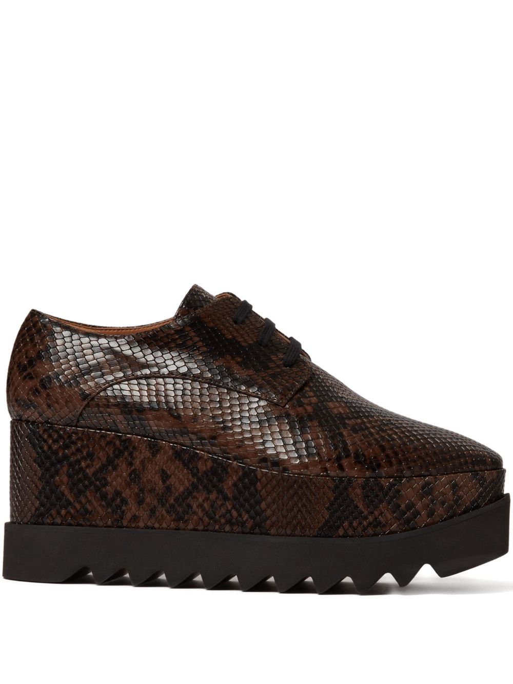 Stella McCartney Elyse Brown Snakeskin Platform Sneakers Brown