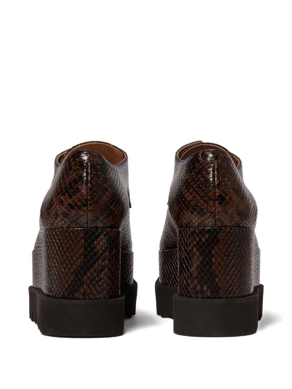 Stella McCartney Elyse Brown Snakeskin Platform Sneakers Brown