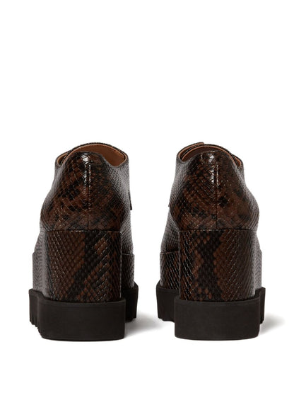 Stella McCartney Elyse Brown Snakeskin Platform Sneakers Brown