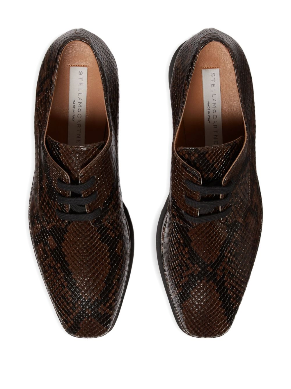 Stella McCartney Elyse Brown Snakeskin Platform Sneakers Brown
