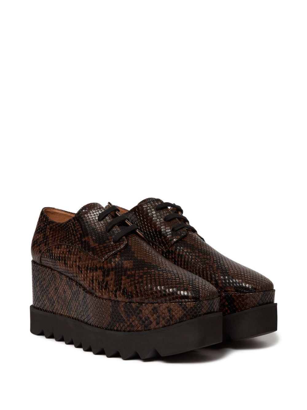 Stella McCartney Elyse Brown Snakeskin Platform Sneakers Brown