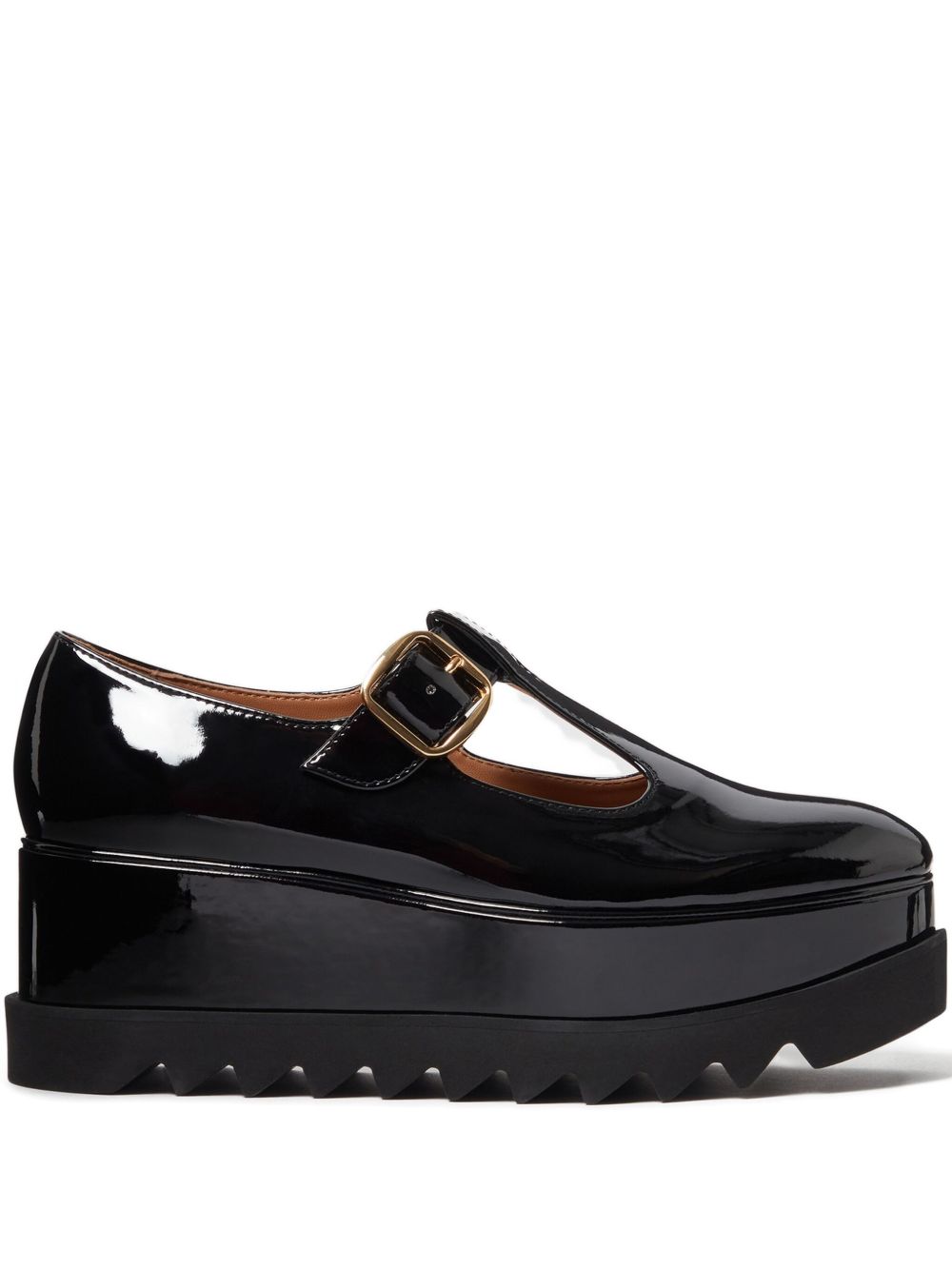 Stella McCartney Flat Patent Leather Platform Ballet Shoes Black