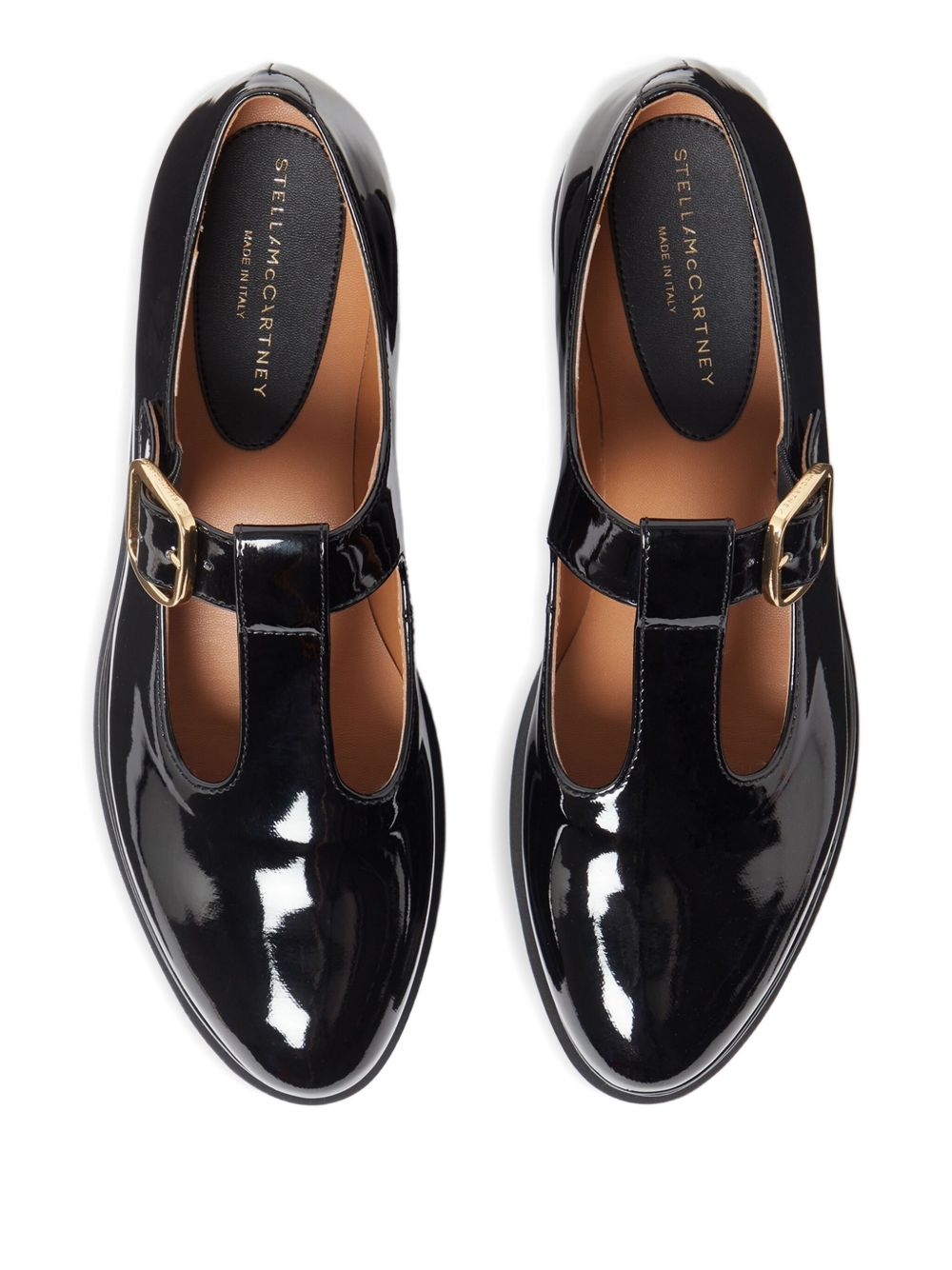 Stella McCartney Flat Patent Leather Platform Ballet Shoes Black