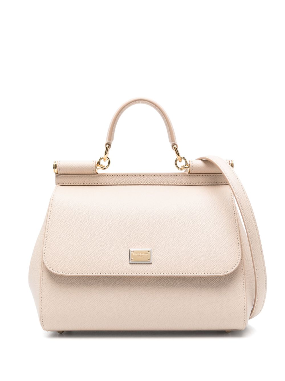 Dolce &amp; Gabbana Large Sicily Leather Top Handle Bag Powder