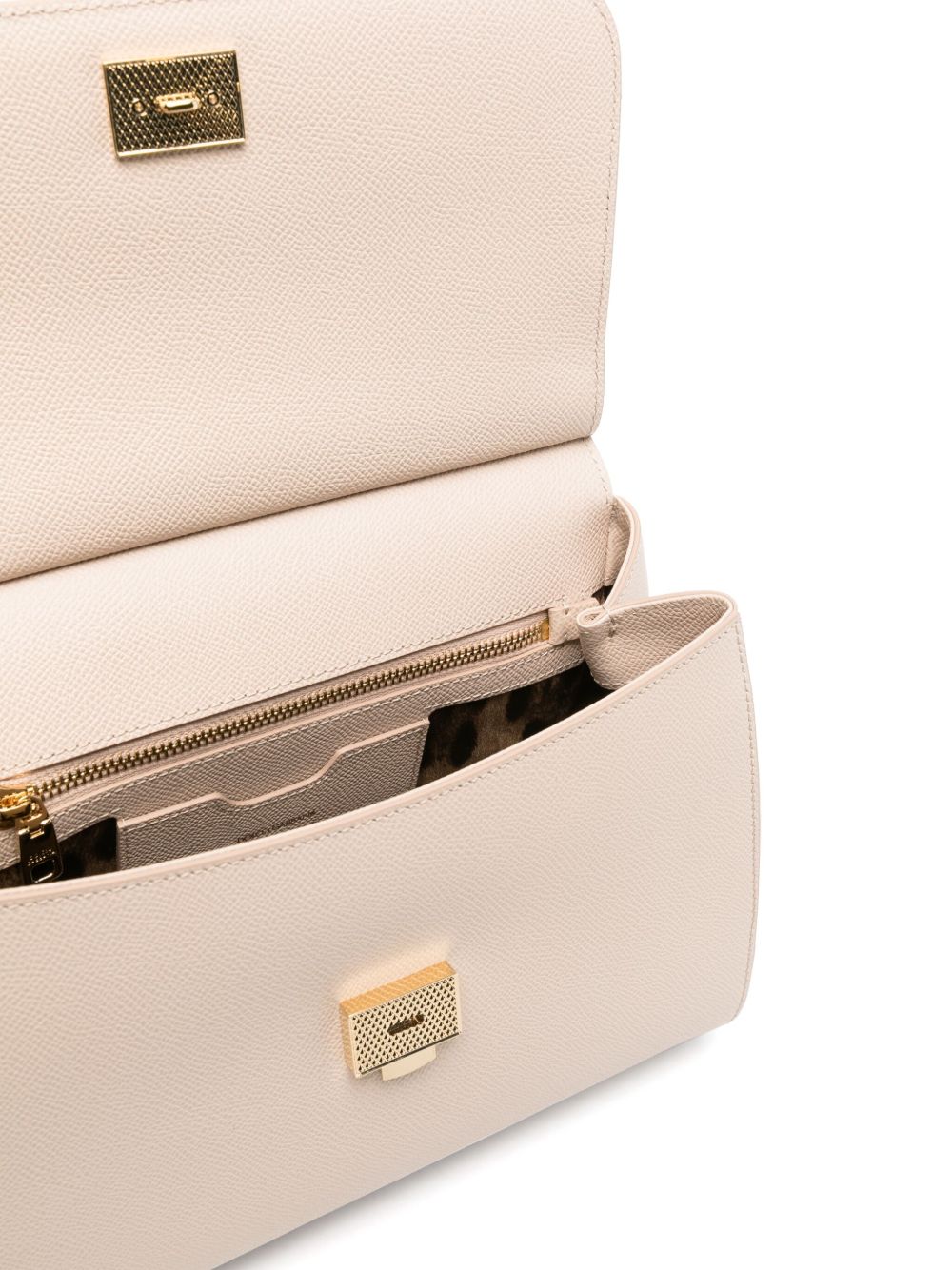 Dolce &amp; Gabbana Large Sicily Leather Top Handle Bag Powder