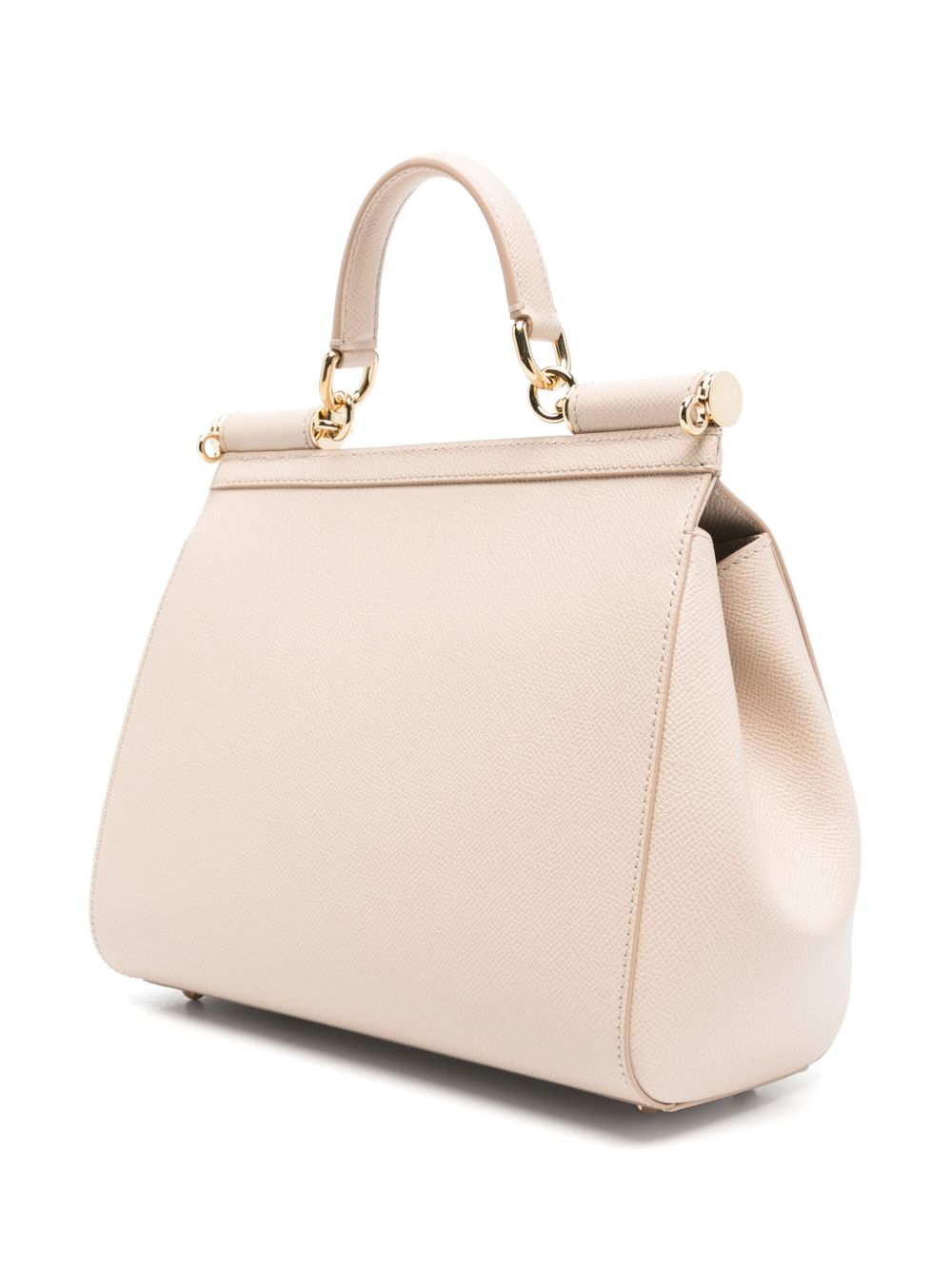 Dolce &amp; Gabbana Large Sicily Leather Top Handle Bag Powder