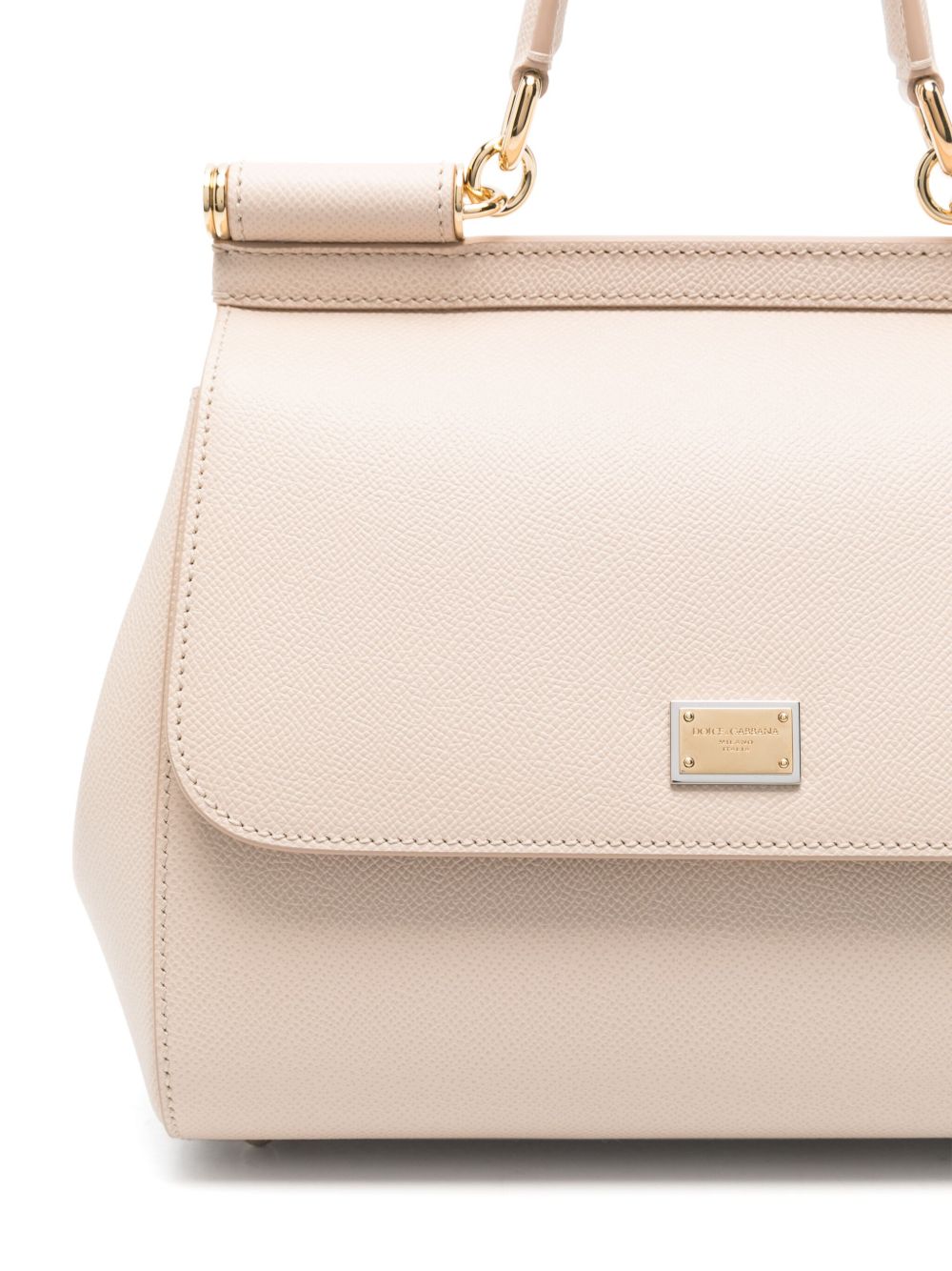 Dolce &amp; Gabbana Large Sicily Leather Top Handle Bag Powder