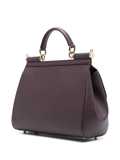 Dolce &amp; Gabbana Large Sicily Leather Handbag Purple
