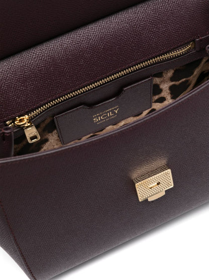 Dolce &amp; Gabbana Large Sicily Leather Handbag Purple