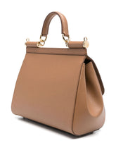 Dolce & Gabbana Large Sicily Leather Top Handle Bag Brown
