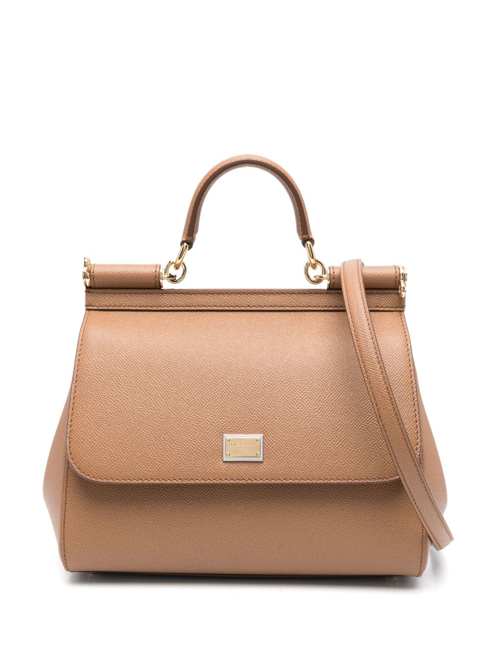 Dolce &amp; Gabbana Large Sicily Leather Top Handle Bag Brown